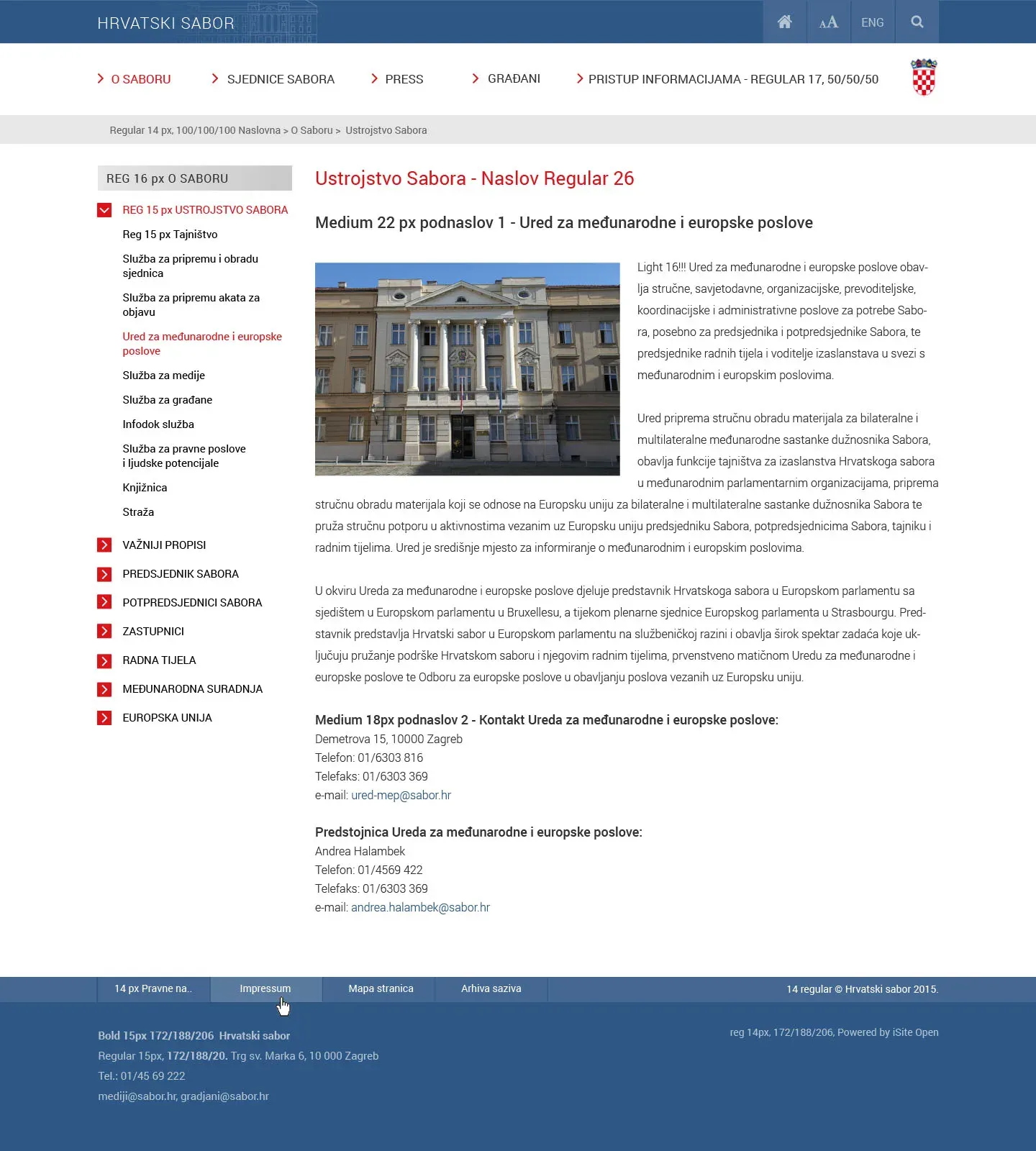 Hrvatski sabor – službene web stranice — prikaz 2